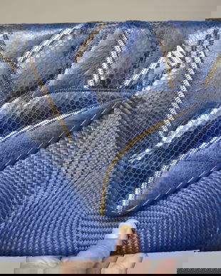 Geanta vintage impletita din paie si piele de sarpe si broasca