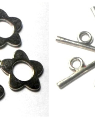 Inchizatoare  toggle floare mica argintiu