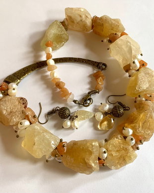 STATEMENT CITRINE-citrin,perle cultura,aventurin,bronz