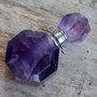 Sticluta/pandantiv din ametist fatetat, pt parfum sau ulei esential - 36x21x14 mm