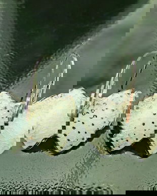 Cercei din portelan acoperiti cu sticla, pictati manual cu platina, cu tortite din argint 925 - MAGIC BUTTERFLIES