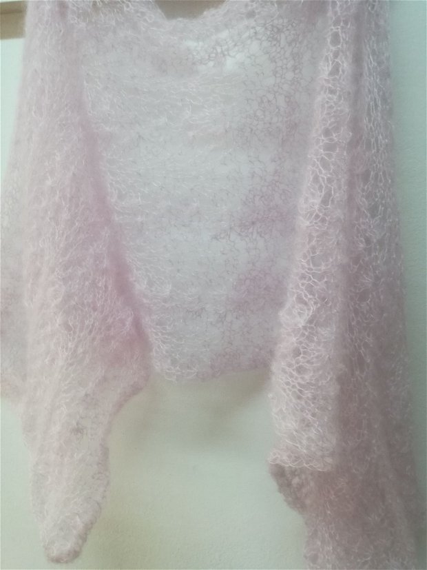 Șal tricotat roz 083