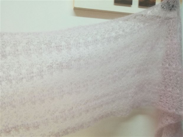 Șal tricotat roz 083