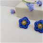 Cercei floare de Nu-mă-uita/Cercei Floare Albastră/Cercei flori albastre din cristale și mărgele albastru royal