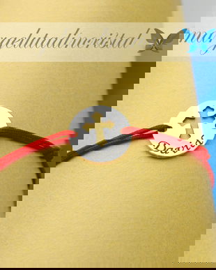 Bratara reglabila personalizata / Banut / Charm 1.25 Mm Argint Cruciulita / Nume