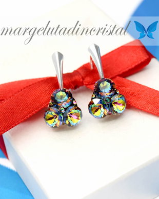 Cercei Swarovski  Chaton Flower / Argint 925