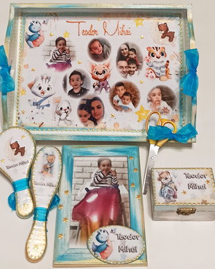 Tava personalizata mot, cu tema Animalute vesele si poze