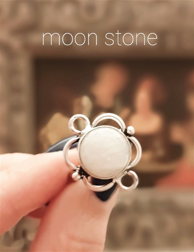Inel reglabil cu Piatra Lunii/Moon Stone