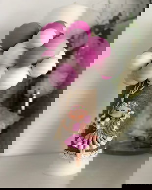 Lumanare botez fetița cu baloane