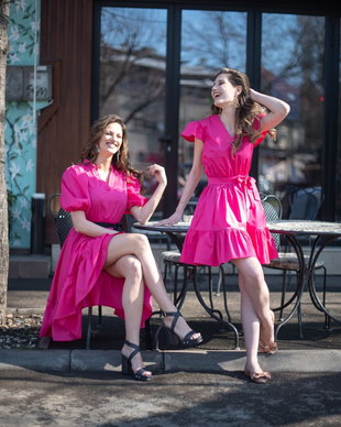 ROCHIE SCURTA DIN POPLIN FUCSIA