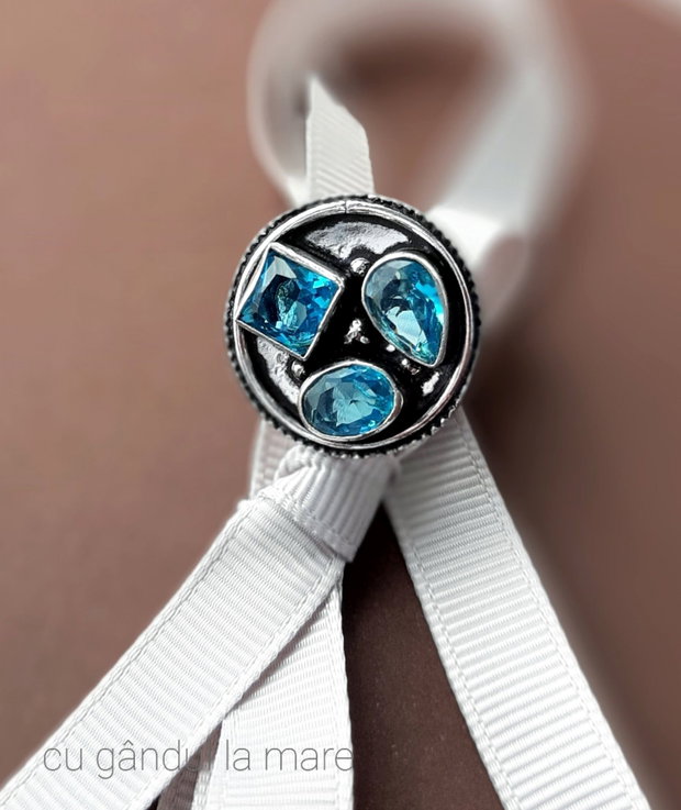 Inel argintat 925 cu cristale Aquamarine
