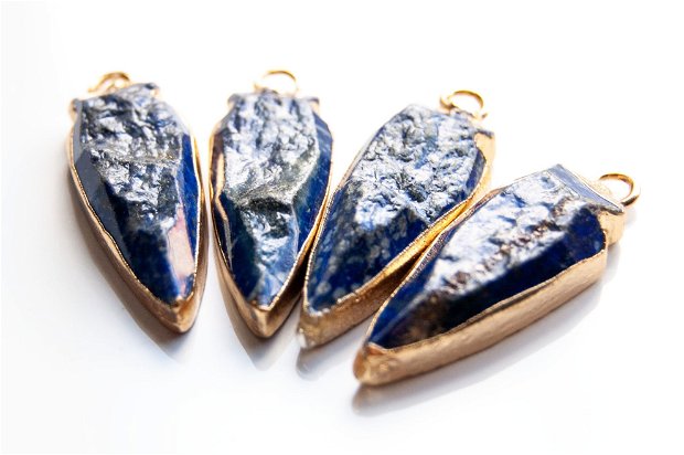 Pandant Lapis Lazuli cu  margini electroplacate aur (1 buc)