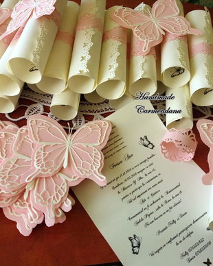 Invitatie papirus cu  fluture