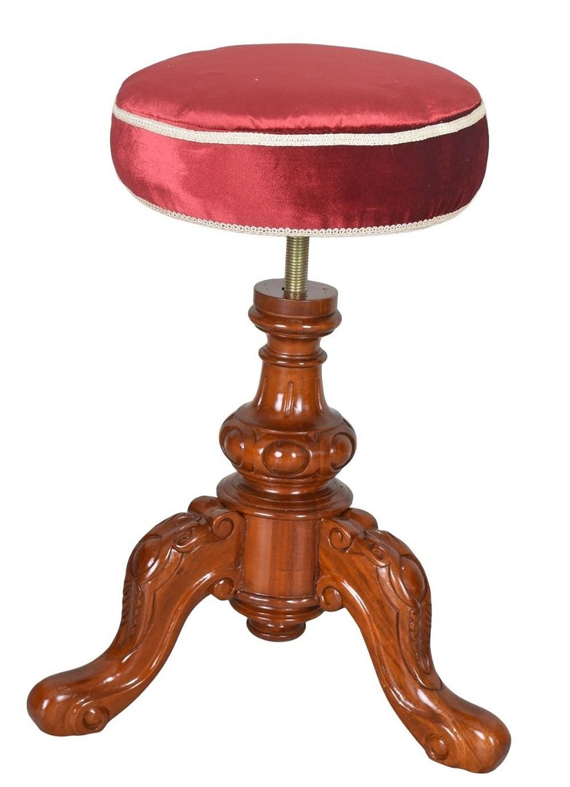 Scaun deosebit din lemn mahon cu tapiterie rosie