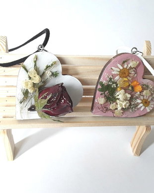 Set coliere cu pandantive 3D cu flori naturale