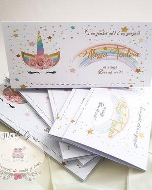 Plic de bani botez unicorn