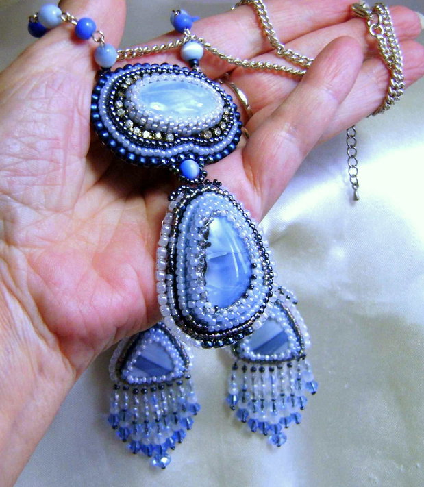 Set Blue Opal natural, 4 pietre, pandantiv dublu si cercei candelabru , Ag.925, pietre semipretioase de opal bleuinclusi