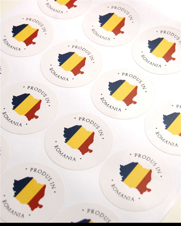 Stickere "Produs in Romania" și harta tricolora a României