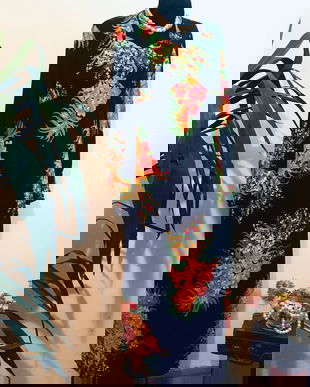 Rochie maxi cu buchete mari