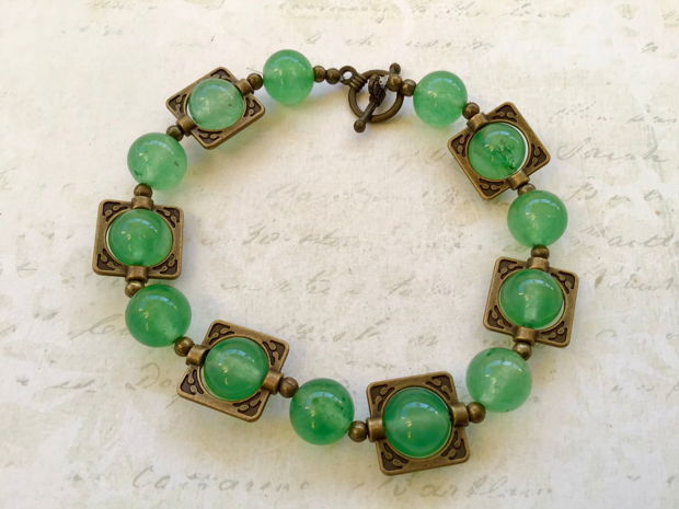 Set vintage aventurin verde