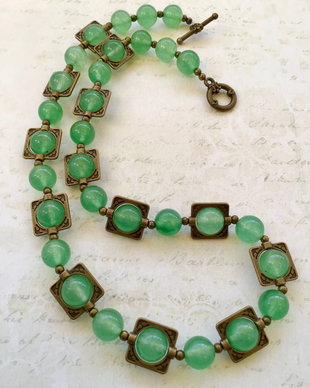 Set vintage aventurin verde