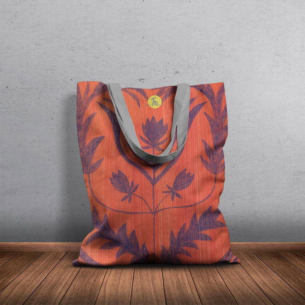 Geanta Handmade Tote Bag Basic Original Mulewear, Botanic Flori Deosebite Layered Agapia, Multicolor, 43x37 cm