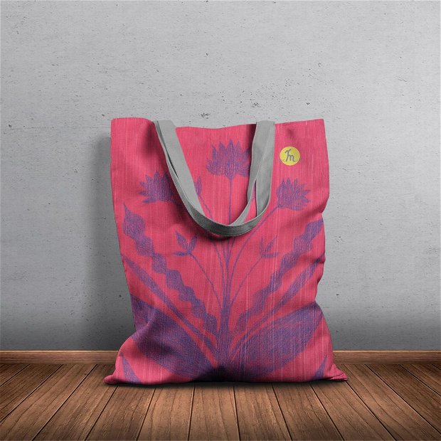 Geanta Handmade Tote Bag Basic Original Mulewear, Botanic Flori Speciale Layered Fenalia, Multicolor, 43x37 cm