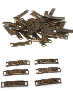 Conector, link bronz antic - LOVE