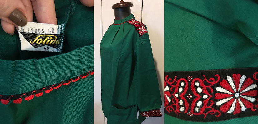 BLUZA TRADITIONALA TESUTA MANUAL INSERTII BRODERIE