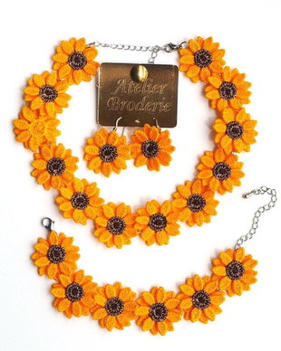 Set cercei, colier, bratara Floarea Soarelui