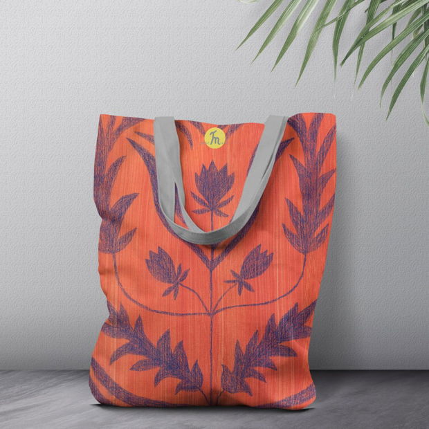 Geanta Handmade Tote Bag Liner Captusit Mulewear, Botanic Flori Deosebite Layered Agapia, Multicolor, 45x37 cm