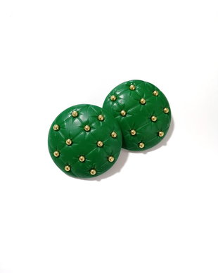 Cercei rotunzi matlasati Verde auriu