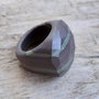 Inel masiv, fatetat - jasp mat, gri cu verde - inel unisex