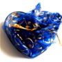 Cutie bijuterii cadou inima carton albastru si organza albastru cu auriu