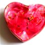 Cutie bijuterii cadou inima carton roz si organza roz cu auriu