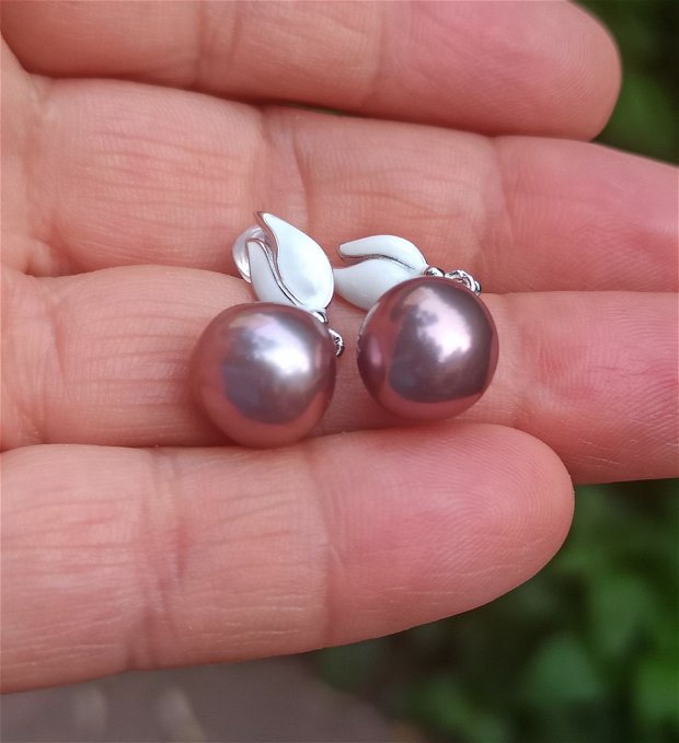 Cercei din perle Kasumi cu pin dinargint 925
