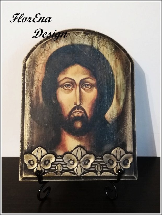 D0299 # Icoana pe lemn (MDF), Isus, 20x15x1cm