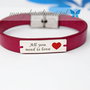 Bratara Personalizata / Piele Naturala / Placuta Argint 925 / Text