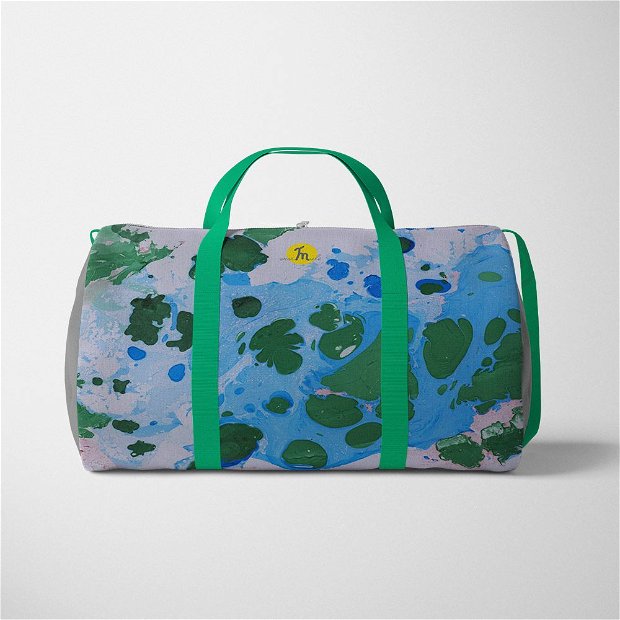 Geanta Voiaj Handmade Travel Duffle Bag Original Mulewear, Abstract Picaturi de Acid Drops of Acid, Multicolor, 33L