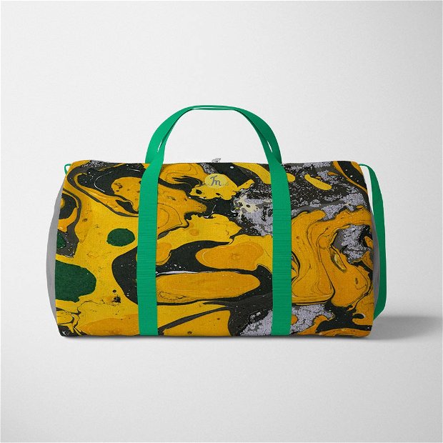 Geanta Voiaj Handmade Travel Duffle Bag Original Mulewear, Abstract Cer Instelat Starry Yellow Sky, Multicolor, 33L
