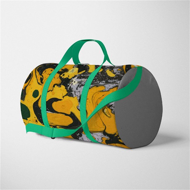 Geanta Voiaj Handmade Travel Duffle Bag Original Mulewear, Abstract Cer Instelat Starry Yellow Sky, Multicolor, 33L