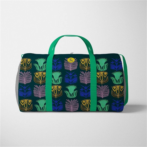 Geanta Voiaj Handmade Travel Duffle Bag Original Mulewear, Botanic Flori de pe Marte Flowers from Mars, Multicolor, 33L