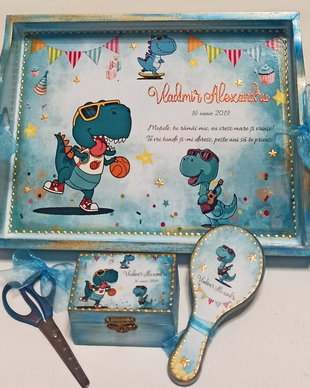 Tava personalizata mot, cu tema Dinozauri