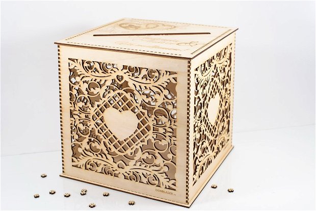 Cutie dar pentru nunta din lemn, CD1003