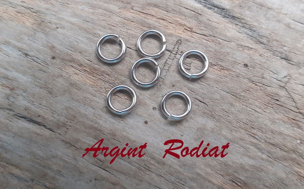 Zale din argint rodiat, deschise - aprox 7x0.8 mm (6 buc)