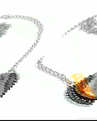 Ag0493 - Colier, argint marcat 925, bumble bee jasper