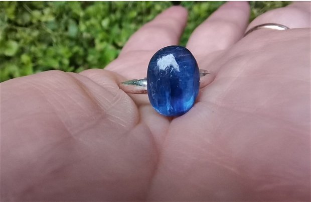 Inel Kianit si Argint 925 - IN937 - Inel albastru reglabil, inel pietre semipretioase, cristale vindecatoare, inel delicat, cadou prietena, cadou iubita, cadou sotie, inel cadou