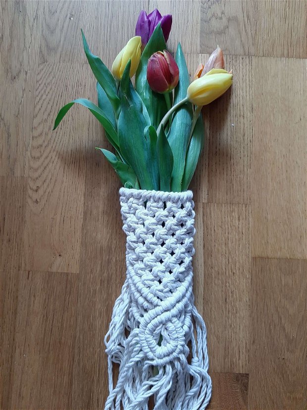 Wedding bouquet wrap- decor buchet flori macrame