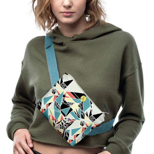 Borseta Handmade Fanny Pack, Mulewear, Geometric Abstract Matematica, Multicolor, 22x19 cm