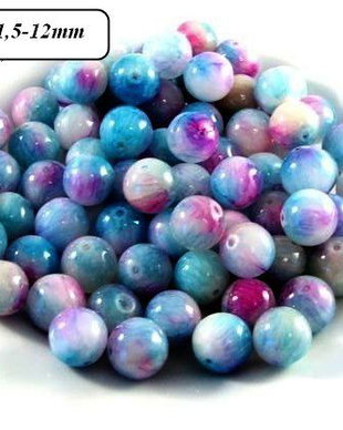 3431 - (32buc) Jad multicolor bleu fuchsia alb 11.5-12mm